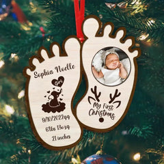 Custom Personalized Baby Photo Wooden Ornament - Christmas Gift Idea For Baby - My First Christmas