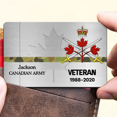 Personalized Canadian Veteran/Police/Firefighter Wallet Card Printed