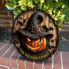 Witch Pumpkin Family - Personalized Family Round Wo (1)