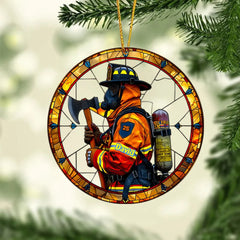 Personalized Firefighter Suncatcher Ornament - Gifts For Firefighter