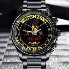 Personalized UK Veteran/Police/Firefighter Badge Custom Name & Time Watch