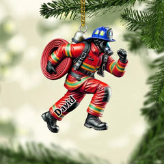 Firefighter Hero Personalized Acrylic Ornament, Christmas Gift For Firefighter